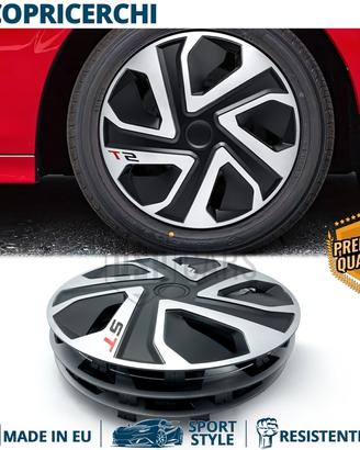 4 Copricerchi per FIAT 14 Pollici Silver e Nere ST