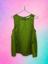 Top Pull&Bear verde satinato elegante zip