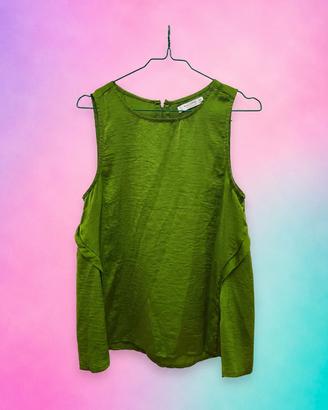 Top Pull&Bear verde satinato elegante zip