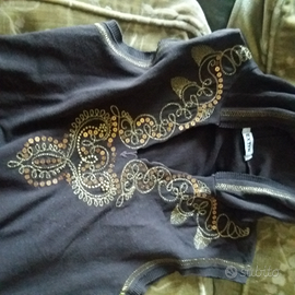 Maglietta canotta marrone e oro