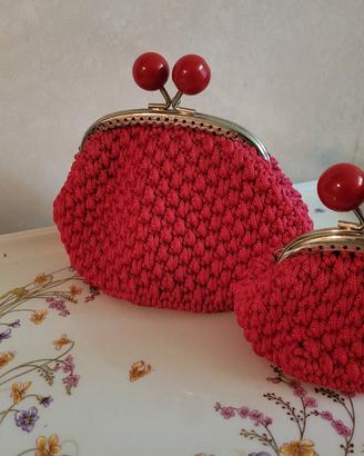 set 2 portamonete  artigianali a uncinetto fucsia 
