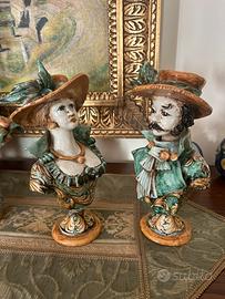 Coppia Lumiere in ceramica di Caltagirone