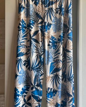 Pantalone donna a fiori gamba larga