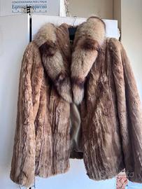 Giacca vintage in pelliccia con collo in volpe