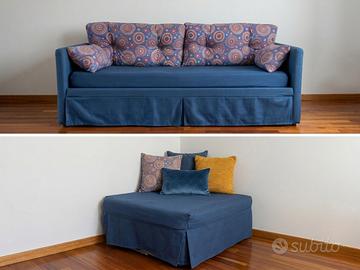 Divano Letto Triplo + Pouf Letto in Acciaio – Rive