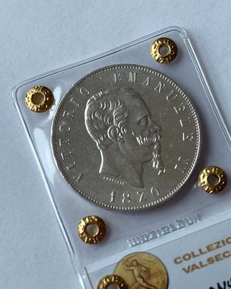 5 Lire 1870 VE II SPL/FDC Collezione Valsecchi