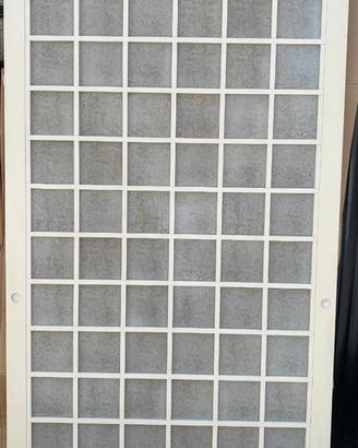 Pannello scorrevole bianco in legno e vetro
