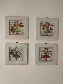 Set quadretti stagioni dipinti a mano