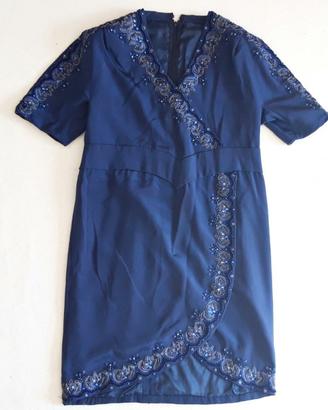 Centinaro abito seta e ricami cerimonia evento XXL