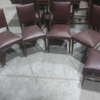 Sedie vintage legno massello rivestimento in pelle