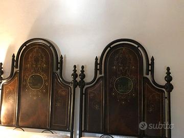 Letto matrimoniale vintage in metallo  con dipinti