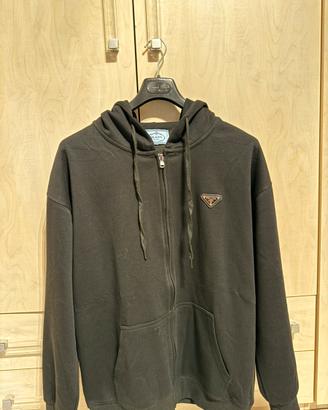 Felpa a zip con capuccio Prada