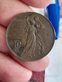 moneta 10 centesimi cinquaternario Vittorio Em III
