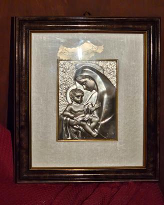 Quadro in argento, Madonna con bambino.