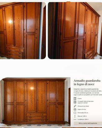 Armadio guardaroba in legno di noce