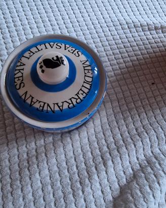 barattolo/portasale in ceramica smaltata con coper