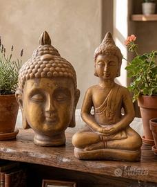 Coppia statuette Buddha oro Anticato 14€ cm20