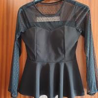 maglia nera pois taglia s/m