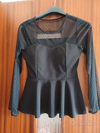 maglia nera pois taglia s/m