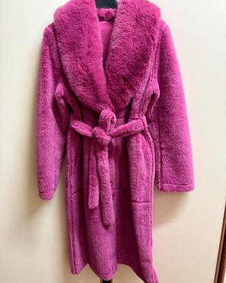 Cappotto in pelliccia rosa shocking nuovo