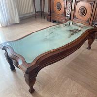 Tavolino da salotto con vetro anticato