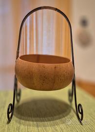 Ciotola decorativa in zucca essiccata con supporto