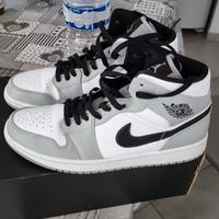 Nike air jordan 1 mid light grey black-white tg 45