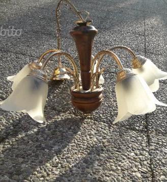 Lampadario con 5 bocce in vetro