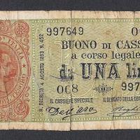 Biglietto da 1 lira re Umberto I