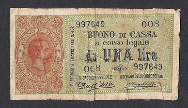 Biglietto da 1 lira re Umberto I