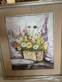 Dipinto a Olio P. Malmesi - Vaso di Fiori - 50x40