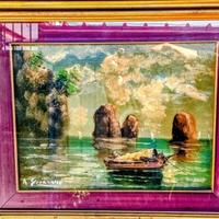 Quadro con Capri dipinto a mano firmato Giordano.