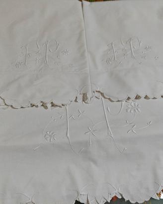 antico lenzuolo matrimoniale tutto ricamato 