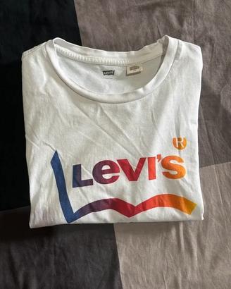 T-shirt Levi's Bianca Taglia L – Logo Batwing Sfum