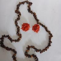 Orecchini Corallo e Collana occhio di Tigre