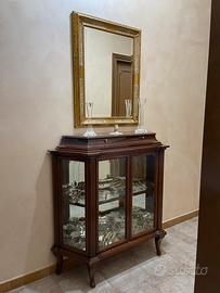 Mobile a vetrina in legno pregiato piu  specchio