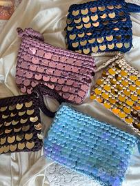 Pochette da polso singola  con paillettes,uncinett