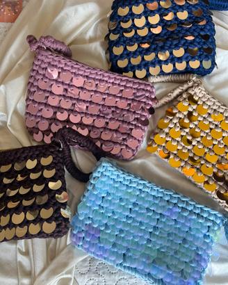 Pochette da polso singola  con paillettes,uncinett