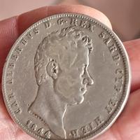 Moneta argento Carlo Alberto 1844