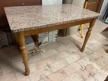 Tavolo da cucina legno/granito + sedie