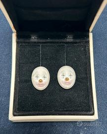 Gemelli Lladró Kind Clown in porcellana e argento