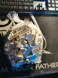 busta con pezzi lego sfusi bianchi, circa 400 gr