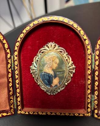Trittico devozionale in filigrana d'argento