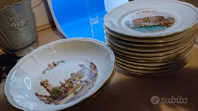 Servizio piatti Richard Ginori 1919 decorato mano 