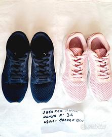 Scarpe n° 34 donna Puma colori pink e blu usate po