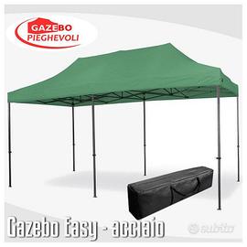 Gazebo 3x6 verde pieghevole ACCIAIO tetto