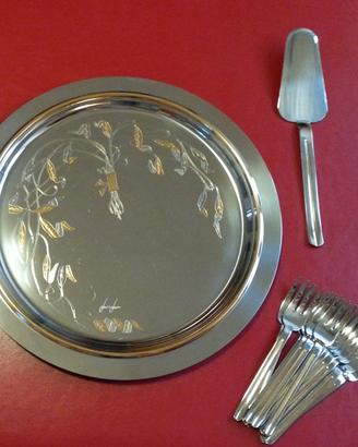 Tortiera con paletta e 12 forchettine acciaio inox