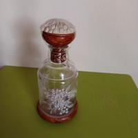 Bottiglia decorata vetro e legno 