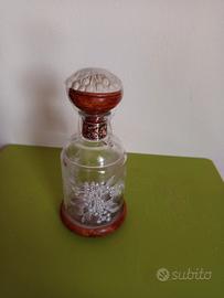 Bottiglia decorata vetro e legno 