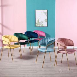 sedie velluto struttura oro